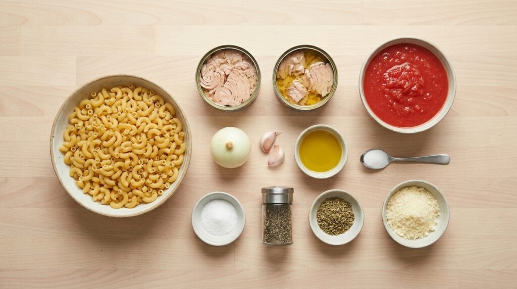 Macarrones con atún y tomate