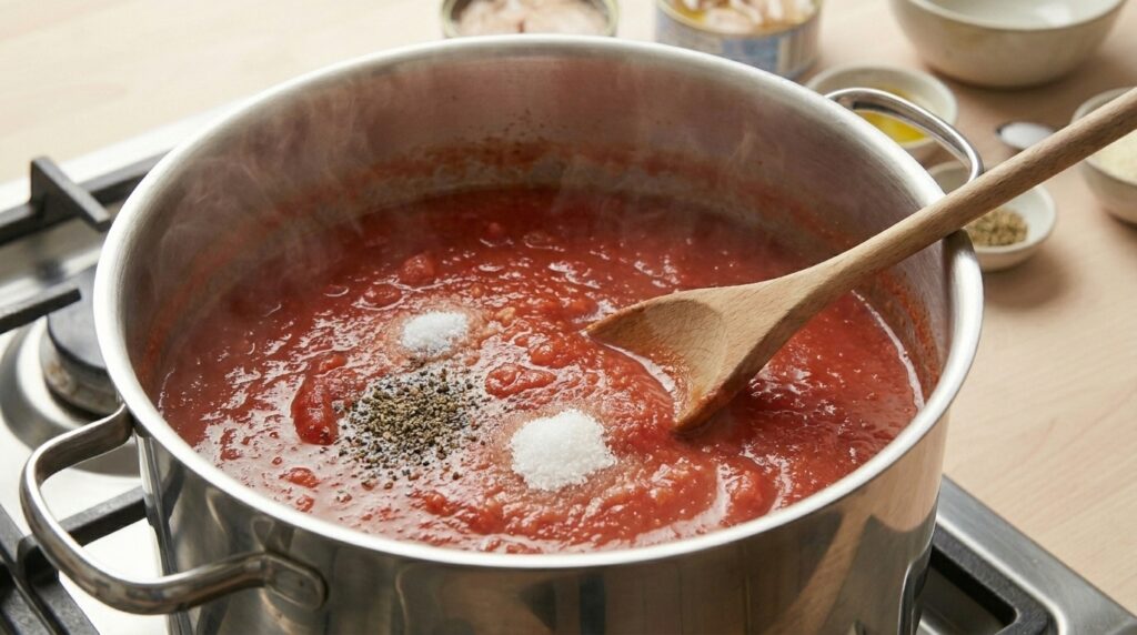Macarrones con atún y tomate